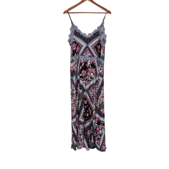 NWT Free People Intimately Stevie Printed Maxi Slip Dress Size S Graphite Combo - Picture 5 of 13